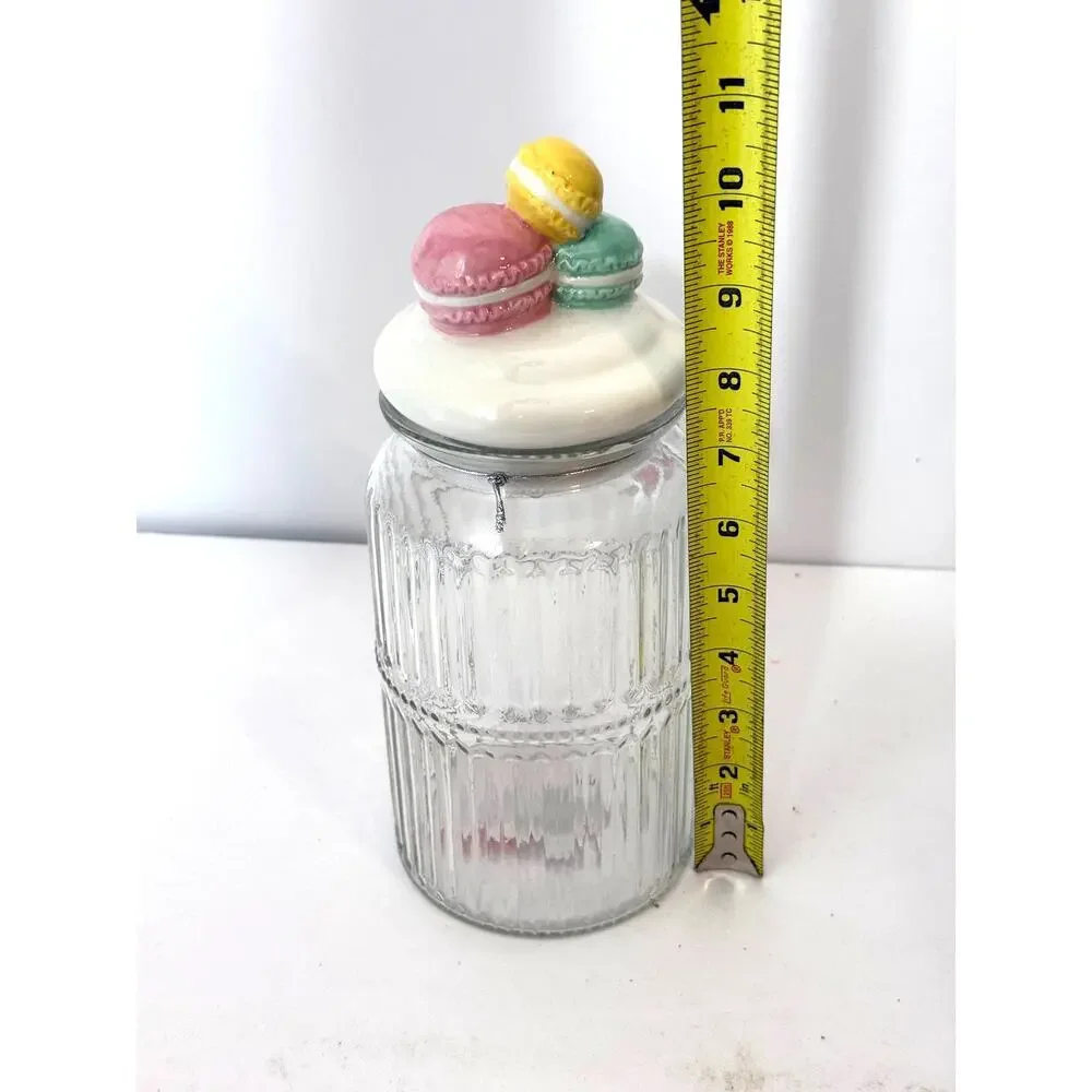 Vintage Glass Jar Ceramic Lid Macaron Kitchen Canister